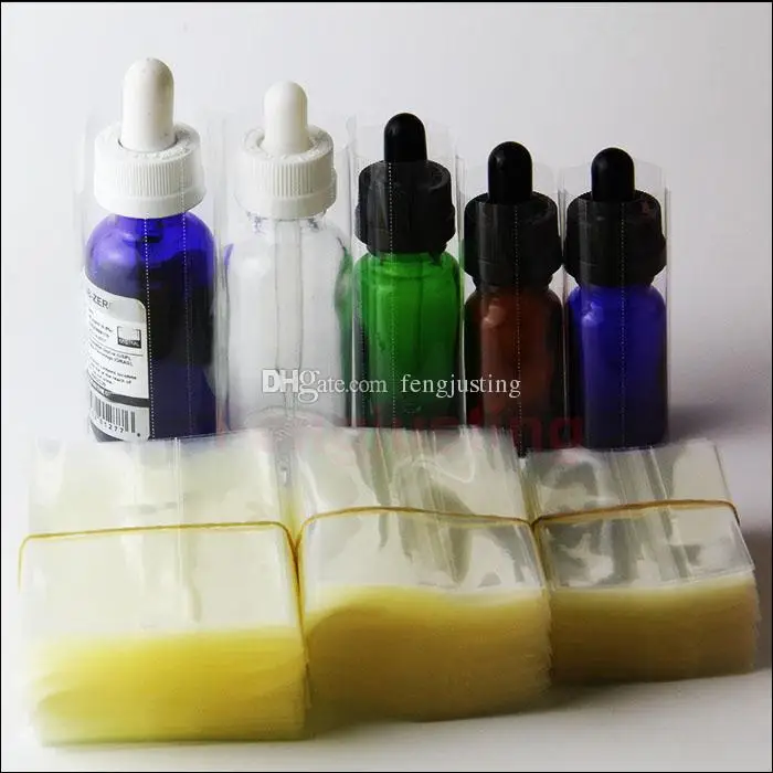 Heat pvc Shrink wrap seals for 10ml 15ml 20ml 30ml E-liquid e-juice Glass dropper Bottles pvc Shrink wrap bottle label clear hea