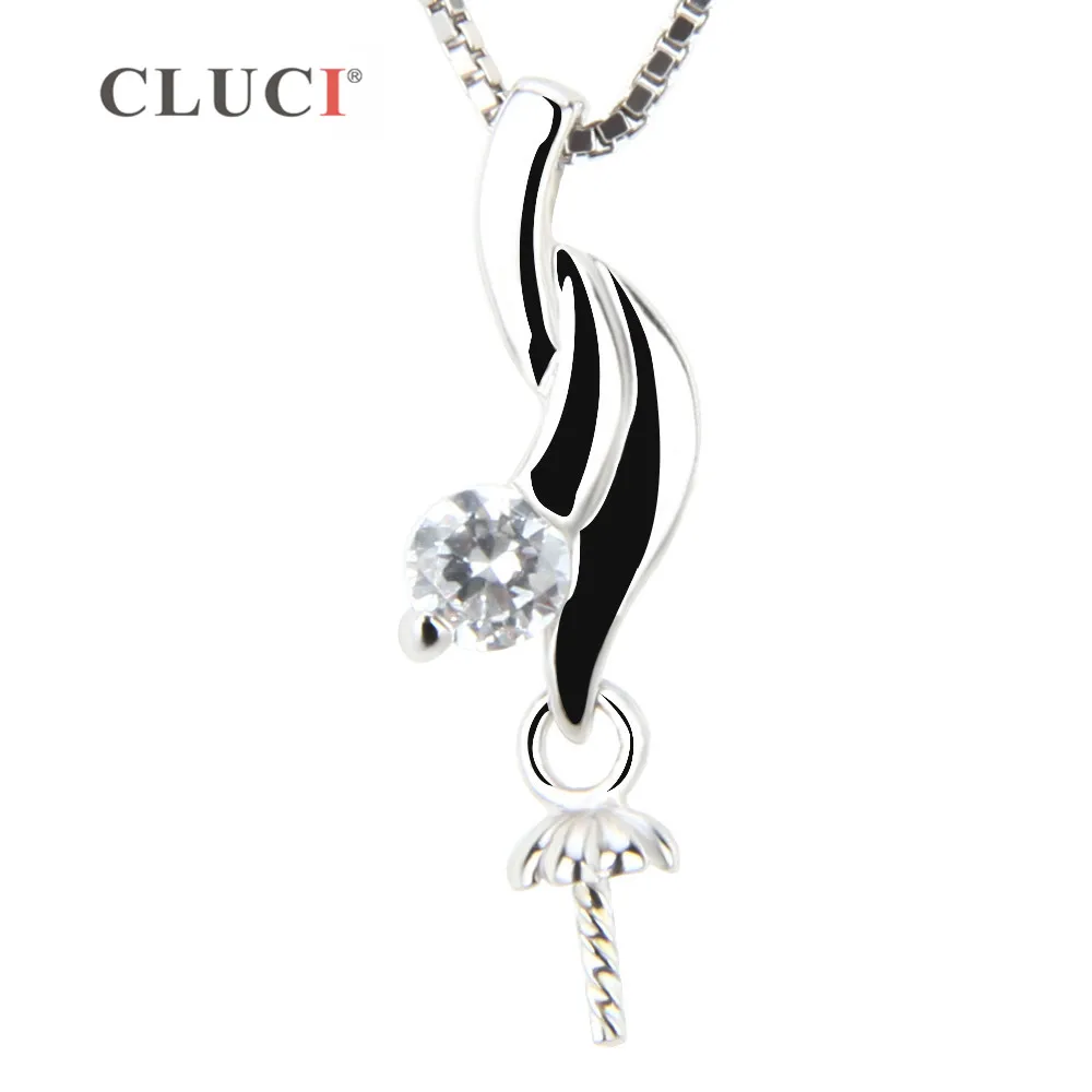 CLUCI women jewelry charm pendant fitting, 925 sterling silver pendant accessory, mounting for DIY pearl pendant SP146SB