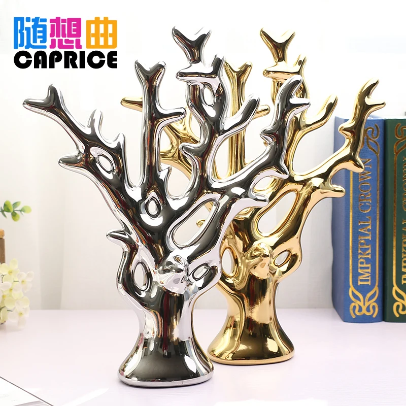 

Ceramic ornaments modern minimalist fashion crafts, gold and silver rich coral tree lucky tree Home Furnishing Decor