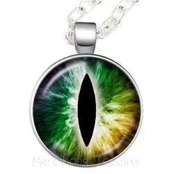 Charming green eyes Evil Eye Necklace Beautiful Animal Dragon Cats Eye 25mm Glass Cabochon Pendant Gift For Friends