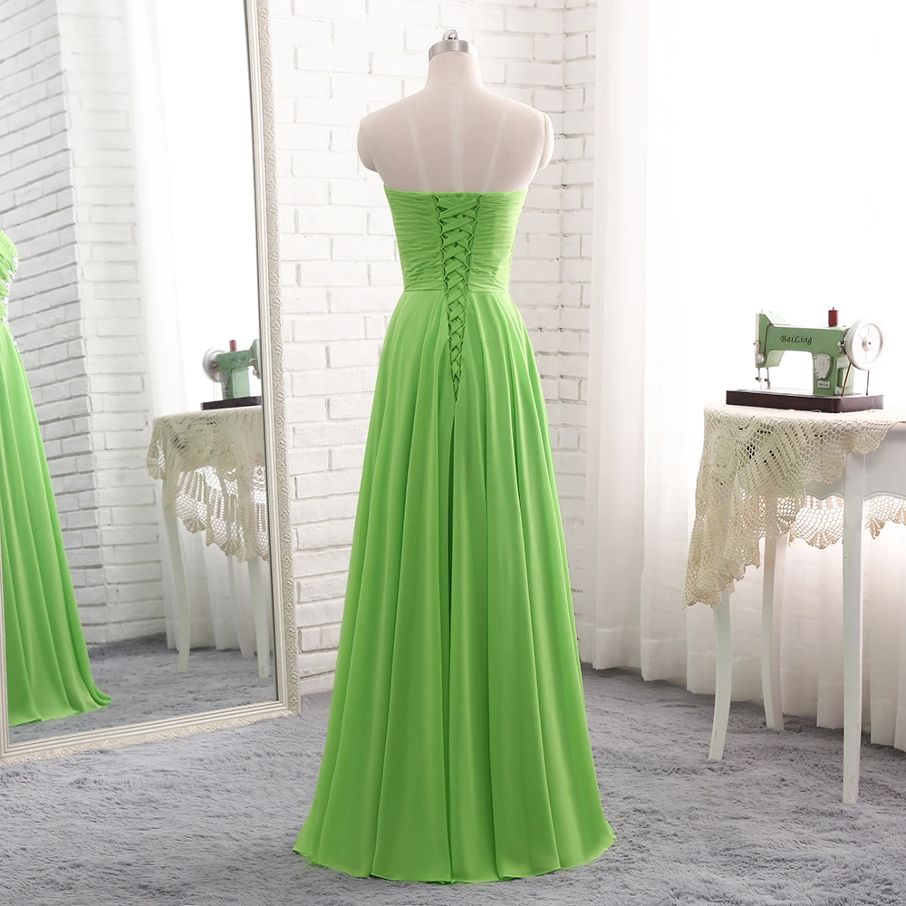 JaneVini Voan Dài Bridesmaid Dresses 2019 Thanh Lịch Màu Xanh Lá Cây Sweetheart Sequined Pha Lê MỘT Dòng Trang Phục Chính Thức Đảng Gowns Tầng Chiều Dài