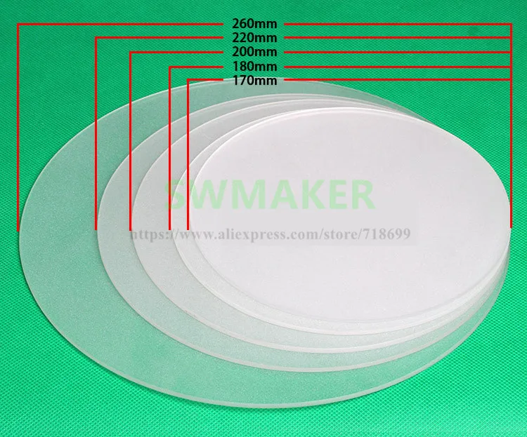 3D printer Round Shape frosted Borosilicate glass plate Diameter 170mm/180mm/200mm/220mm / 240mm / 260mm/ 300mm * 3MM