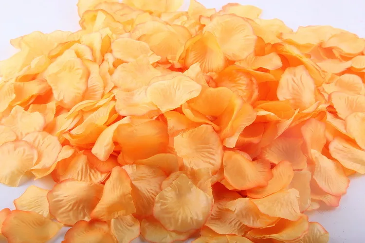 2000pcs/lot Pumpkin Yellow Silk Rose Petals For Wedding Party DIY Decorations Fashion Artificial Flower Silk Petals