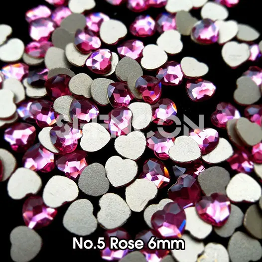 Gratis Verzending Japan Nail Art 10 Stks/partij 6Mm Zoete Liefde Hart Nail Art Crystal Top Kwaliteit Nail Strass Accessoires flat Terug