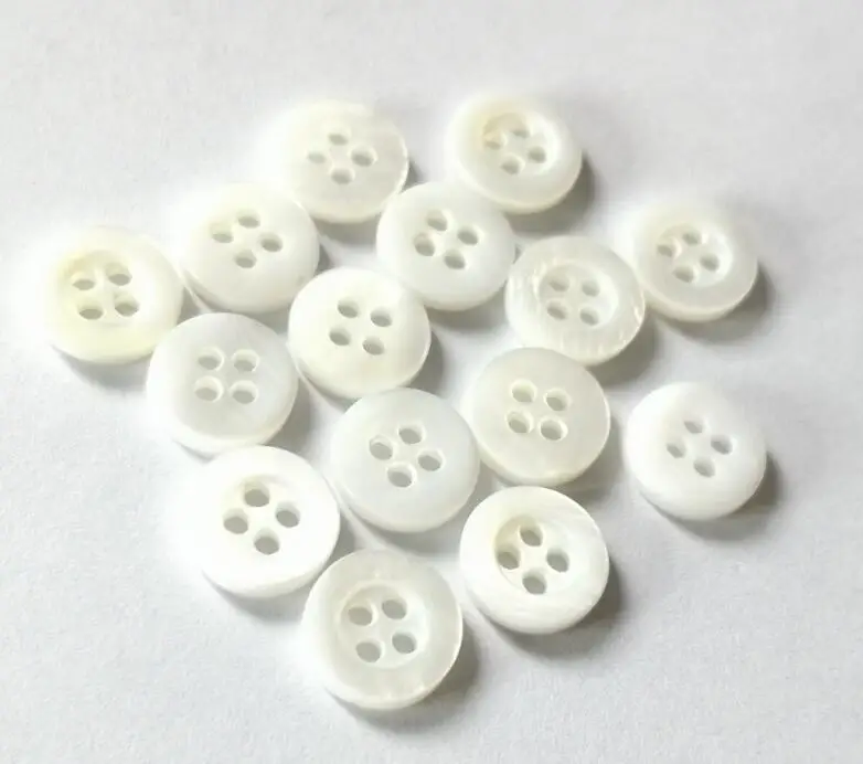 Natural shell butoon None Dyed Botones Decorative Buttons 100pcs 10mm 11.5mm 12.5mm  White Mother Shell Button  4Holes button