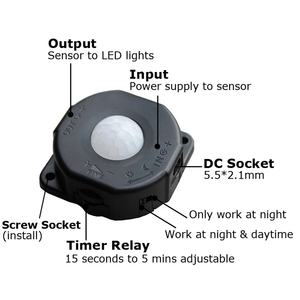 Motion Sensor Light Switch 12V Movement Sensor Motion 5V 12V PIR Sensor 24V 5A Automatic Infrared Timer Detector Photoswitch