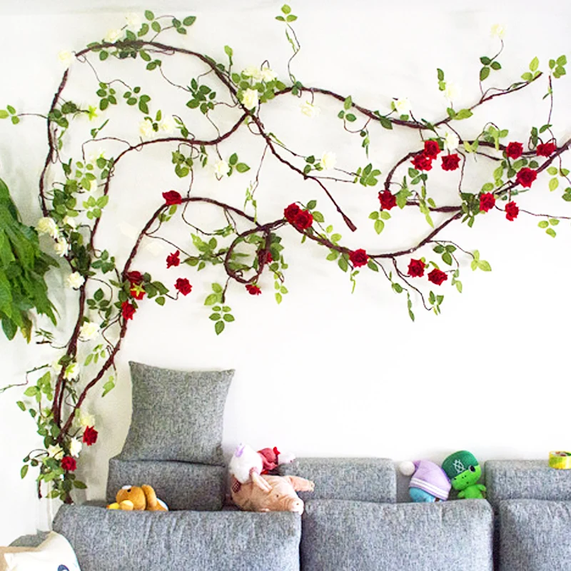 

vine decoration Artificial Rose Rattan Wedding Arch DIY decoration home hotel Vine flowers party event wall decor Garland Wreath