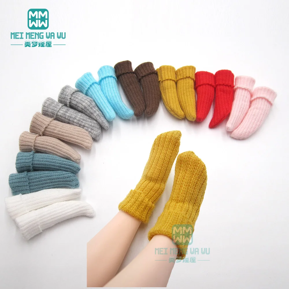 Blyth Azone doll accessories fashion rib socks tube socks Over the knee socks Bobby socks yellow, brown, blue, pink