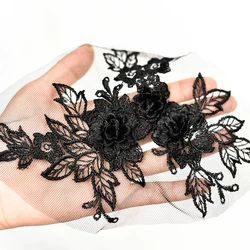 Perline 3D fiori pizzo Applique abito da sposa Decor toppa floreale per DIY Clorhes Costume Dress Decor Scrapbooking