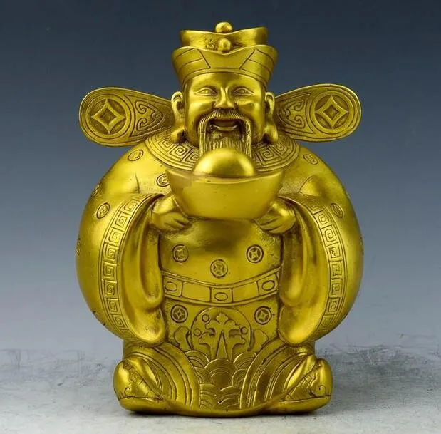 

China collection fine workmanship brass god of wealth statue