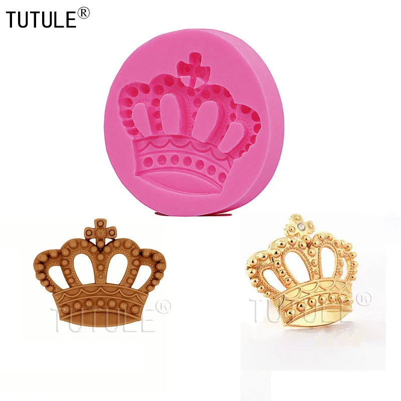 Gadgets-moule à gâteau fondant en caoutchouc et silicone, couronne de princesse, fait à la main, chocolat, Dessert, cuisson, outil de biscuits