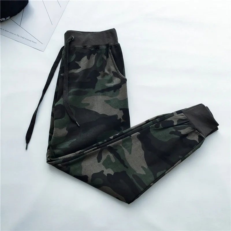 NEW Summer Camouflage Pants Women Drawstring Waist Sweatpants Long Trousers Women Pantalon Femme Streetwear Harem Pants C4275