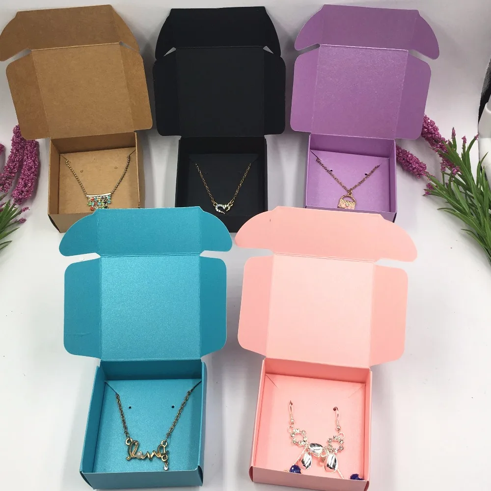 50sets  6.5x6.5x3cm Paper Jewelry Boxes Blank Necklace/Earring Kinds Accessory Carrying Box Paper Storage Gift Boxes