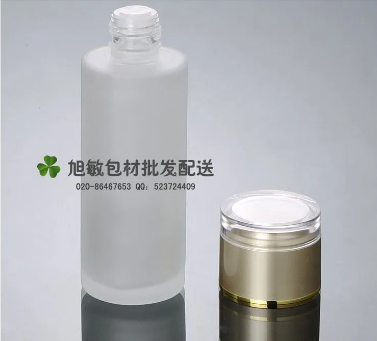 Capacity 120ml  200pcs/lot wholesale gold high quality glass lotion Bottle for Cosmetic Packaging