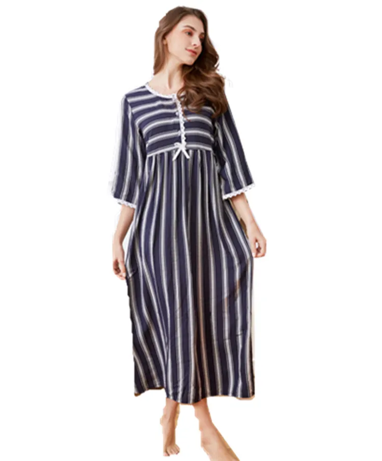 

yomrzl A649 New arrival spring and autumn cotton women's nightgown daily long sleep dress one piece sleepwear indoor clothes