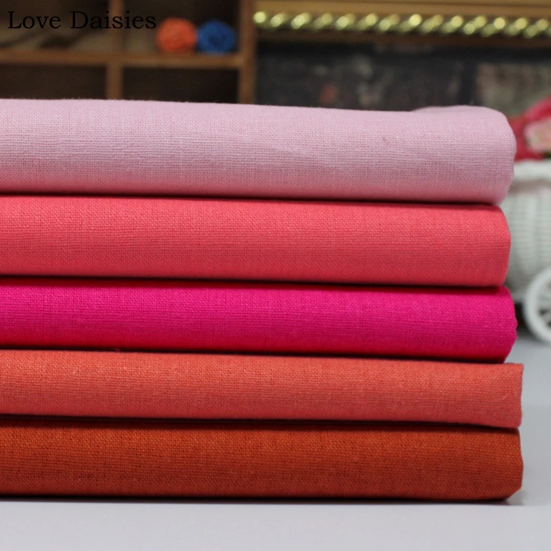 55% Cotton/45% Linen High Quality Solid Green Camel Khaki Gray White Orang Fabric for Apparel Dress Cushion Handwork Craft Bags