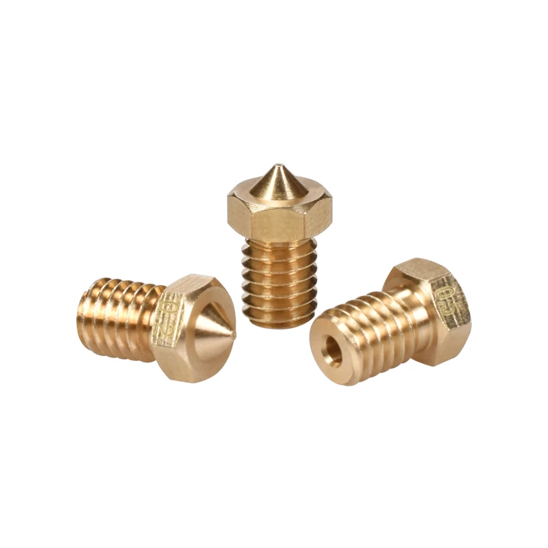 100PCS 3D Printer Parts 3D V6&V5 J-Head 3D V6 Brass Nozzle Extruder Nozzles 0.2/0.25/0.3/0.4/0.5/0.6/0.8/1.0 mm For 1.75/3.0mm