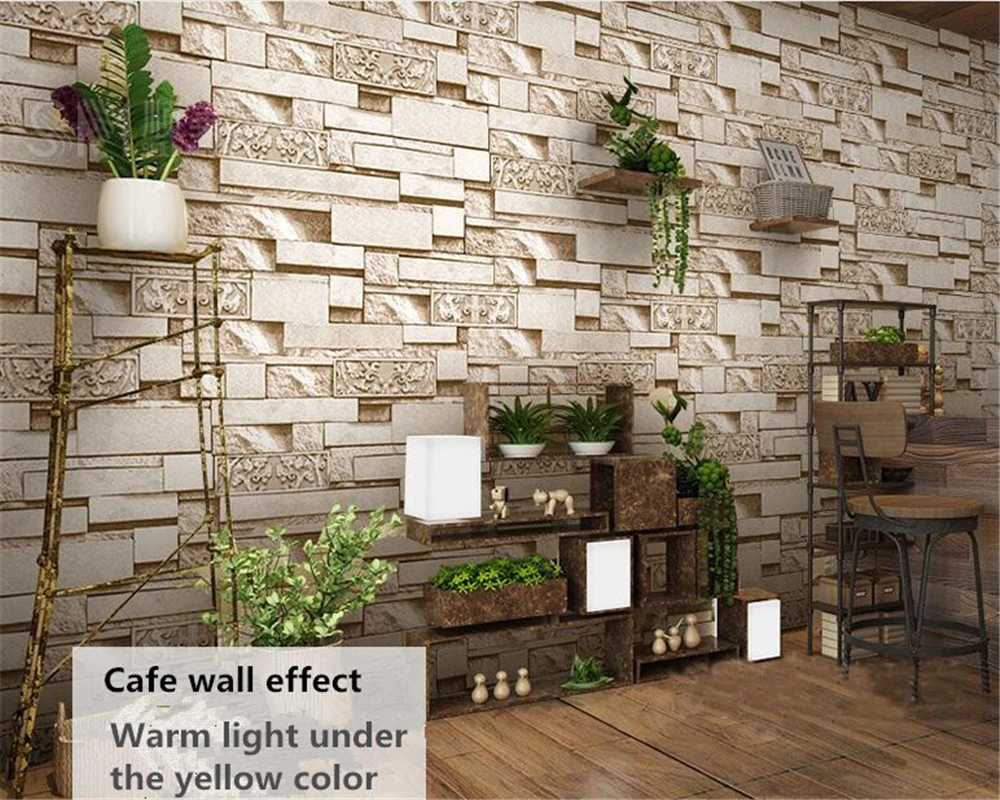 

beibehang 3D Stereo Brick Wall paper Features Hot Pot Restaurant Hotel Clothing Store Embossed papel de parede 3d Wallpaper