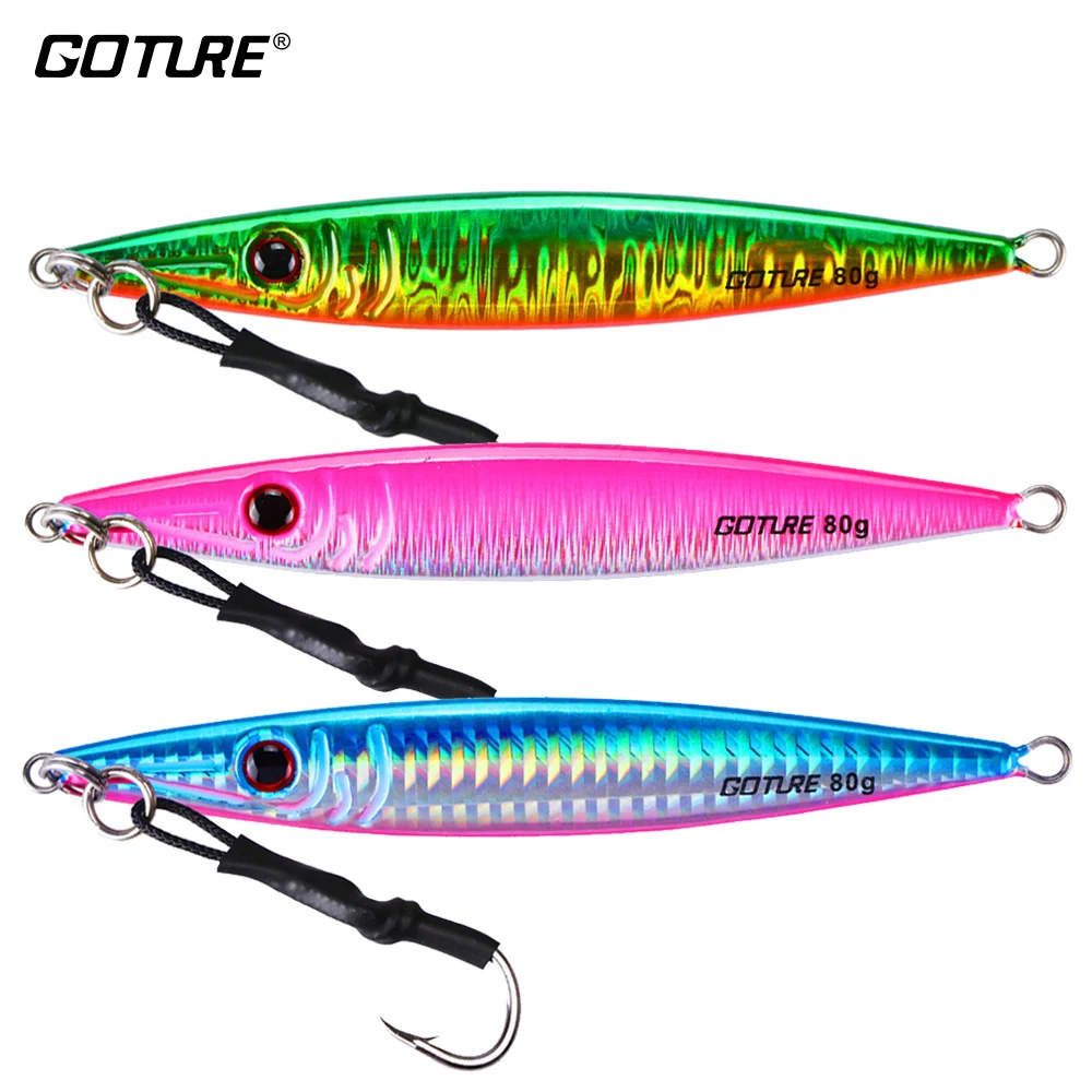 Goture Slow Pitch Jigging Lure 80g 100g 150g 200g Metal Jig Lead Fish Sea Bass Fishing Lure Hard Artificial Bait