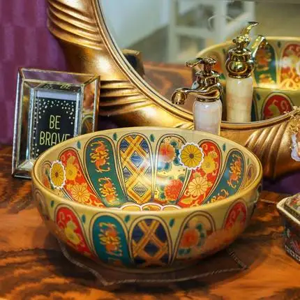 

Jingdezhen handmade American antique basin, art basin ceramic washbasin, wash basin on the circular table household.