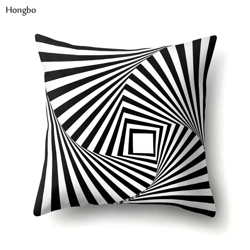 Hongbo Geometry federa per cuscino astratta nera bianca a strisce punteggiate griglia geometrica federa per cuscino almohada