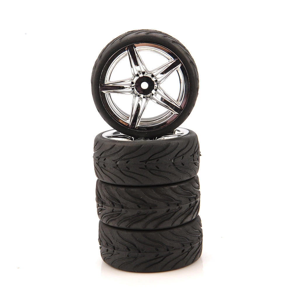 4pcs/set 12mm hex Rubber  Tire and Wheel Rim fit RC 1:10 on Road Racing Car Parts Accessories