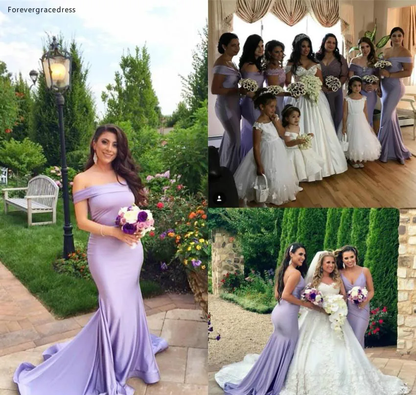 

Mermaid Bridesmaid Dress Cheap Lavender Western Summer Country Garden Formal Wedding Party Guest Maid of Honor Gown Plus Size