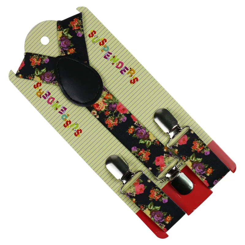 Winfox Fashion 2.5cm Wide Flower Print Suspenders Baby Boys Suspenders Braces Elastic Kids Suspenders