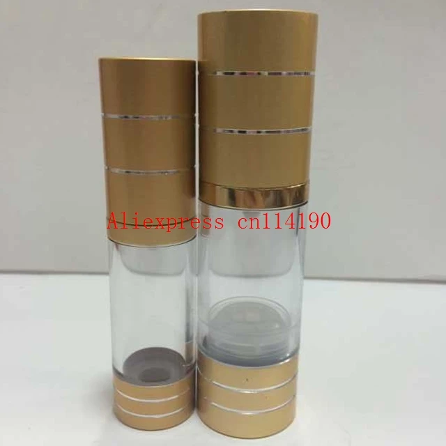 Wholesale airless cosmetic cream pump containers,lotion cream vacuum bottles with pump,Matte silver gold airless pump bottle.