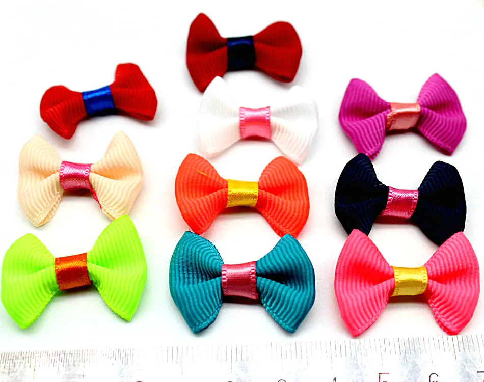 

300pcs mix colors Two-Tone mix color small Hair Bows 30mm With colors Accent Grosgrain Pinwheel bow