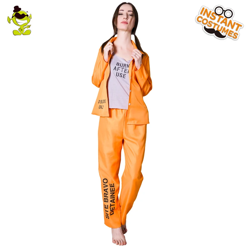 Volwassen Gevangene Kostuums Cosplay Oranje Gevangene Outfits Party Fancy Dress Up Voor Halloween Mannen En Vrouwen Kostuums