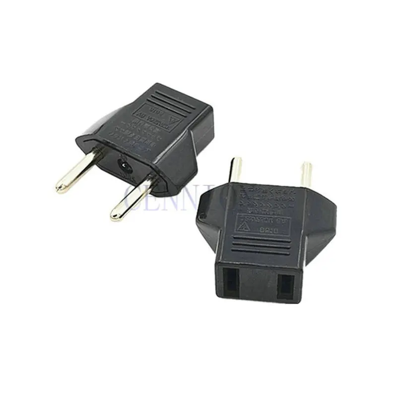 Black US To EU 2 pin AC Power Plug Travel Adapter Converter 1000pcs express shipping