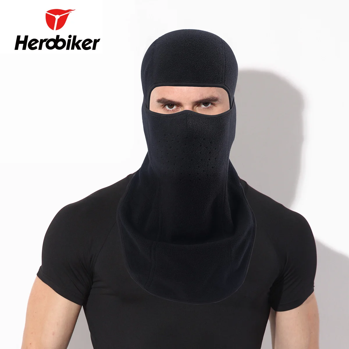 Black Motorcycle Face Mask Autumn Winter Thermal Fleece Balaclava Motorcycle Mask Moto Windproof Cycling Skiing Mask