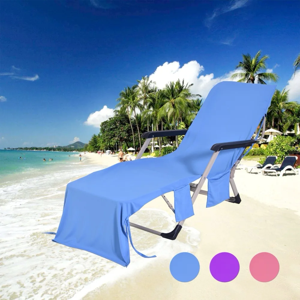 Beach Towel Adults Sun Lounger Bed Holiday Garden Swimming Pool Lounge Pockets Carry Bag Chairs Cover Bath Towel