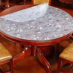 PVC round tablecloth waterproof heat-resistant oil resistant plastic soft glass dining table cloth round table washable transpar