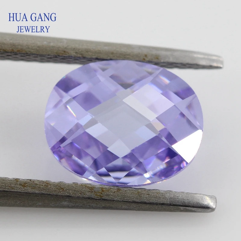 Lavender CZ Stone Oval Shape Double Checkerboard Synthetic Gems Cubic Zirconia For Jewelry Size 3x5~13x18mm