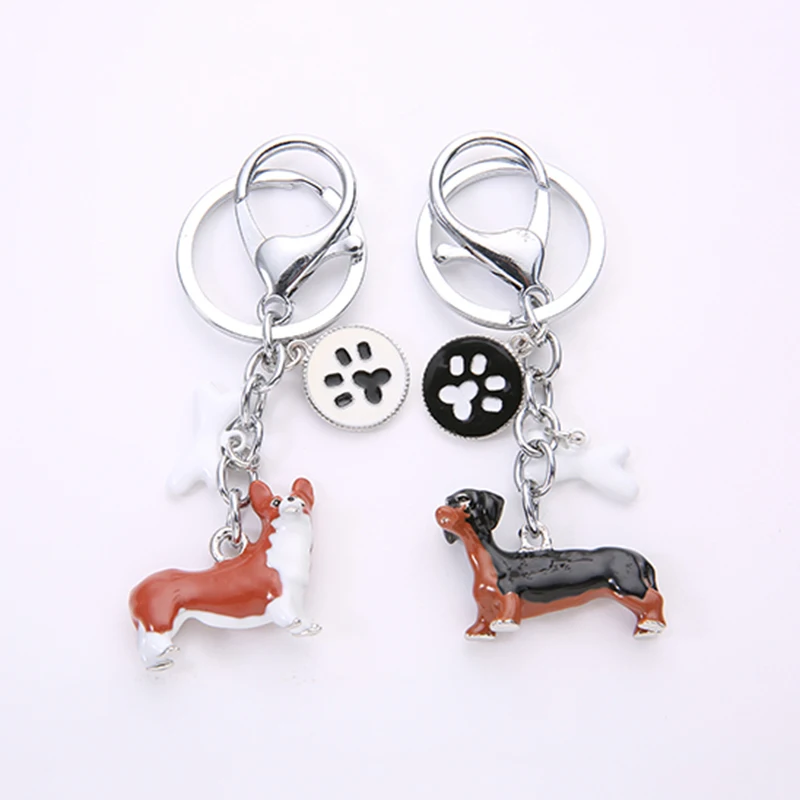 Keychain 2019 Fashion Jewelry  Dog lovers Dachshund Keychains bag Charm Animal  Car Keyring Best Gift for Men Women