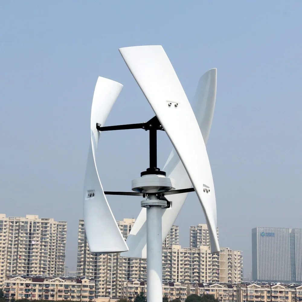 300W 12V 24V Spiral Wind Turbine Generator Red/White VAWT Vertical Axis Residential Energy With PWM Charger Controller