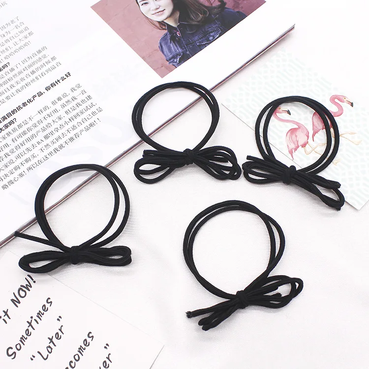 6 Pcs/lot Double layer Bow tie Girls Elastics Rubber Band  Hair Accessories Scrunchie Headdress  Cute candy color