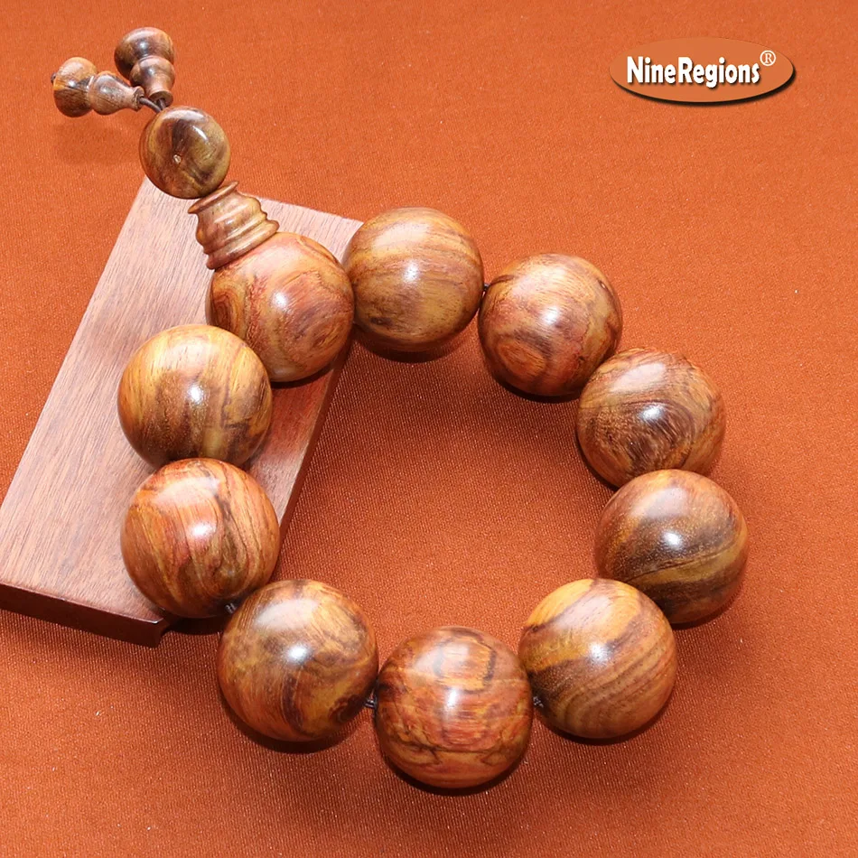 28mm Pray beads bracelet Genuine Chinese Hainan HuangHuali Scented rosewood bangle Dalbergia odorifera of China