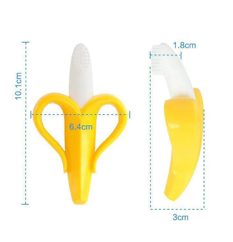 Banana Shape Safe Toddle Teether Baby Silicone Training Toothbrush  BPA Free Banana Teething Ring Silicone Chew Dental Care Toot