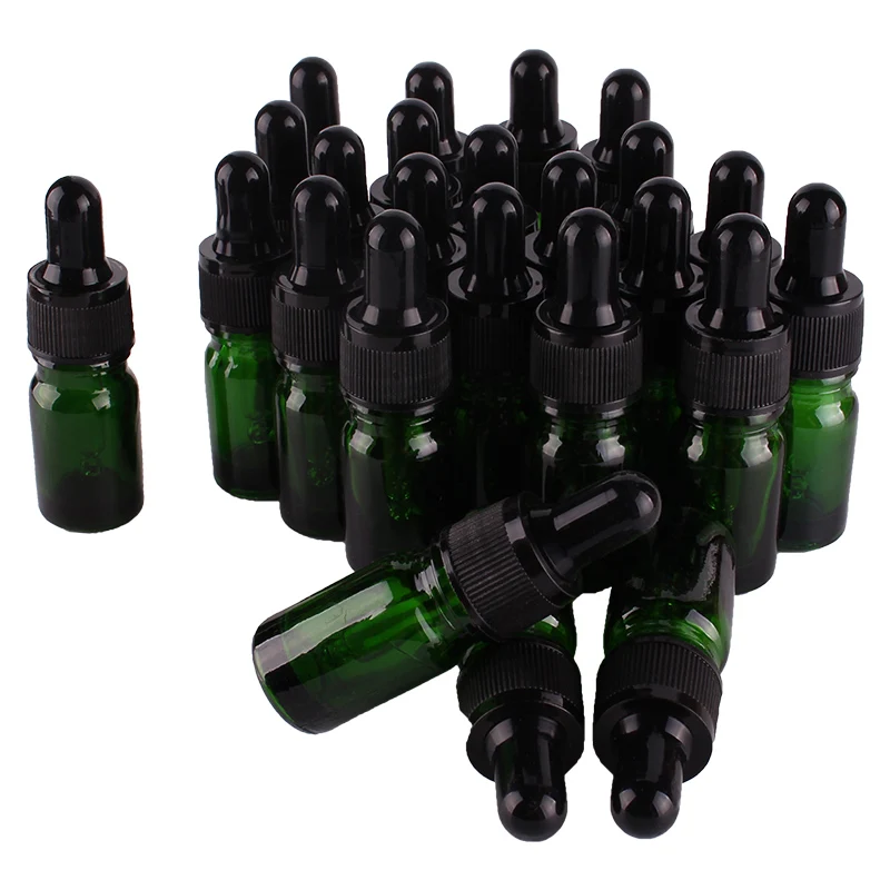 

24pcs 5ml Empty Green Glass Dropper Bottle with Pipptte for essential oils aromatherapy liquid