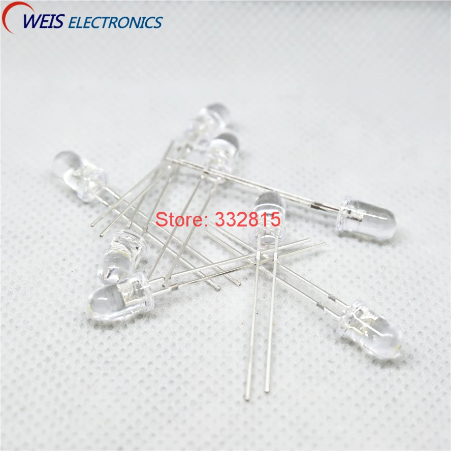 1000PCS 5MM LED WATER CLEAR WHITE, BLUE, GREEN, YELLOW, RED LAMPS LONG LEGS FREE SHIPPING