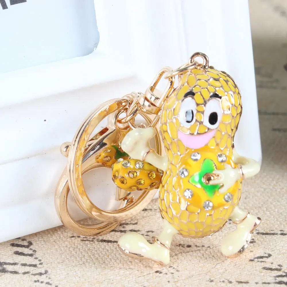 Lovely Peanut New Cute Crystal Charm Pendant Purse HandBag Car Key Ring Chain Wedding Party  Favorite Gift