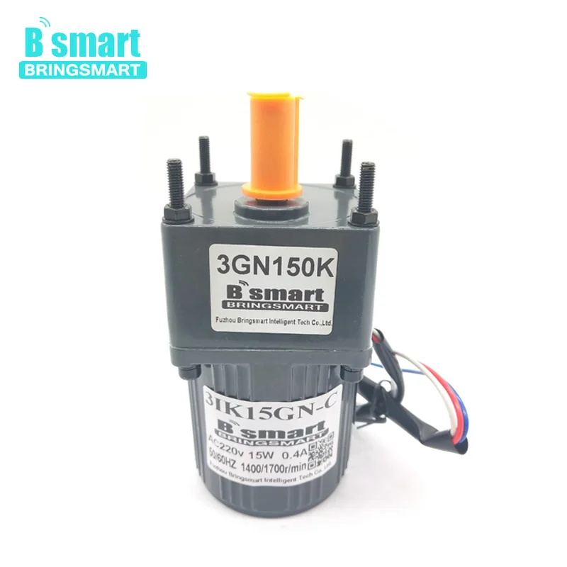 Bringsmart 3IK15GN-C AC 220V 15W Single Phase Fixed Speed Motor 220V AC Constant Speed Motor Low Speed Reversible With Capacitor