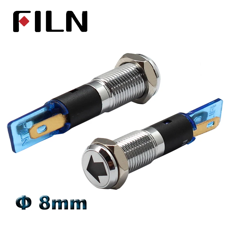 8mm 12v led symbol illuminated indicator light red green blue white amber led pilot lamp car dashboard warning light