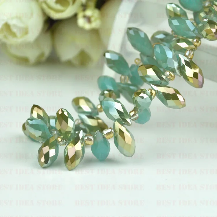 Sale Price!100pcs 6x12mm Green Brown Plating Briolette Pendants Waterdrop Crystal Glass Jewelry Loose Teardrop Beads DIY