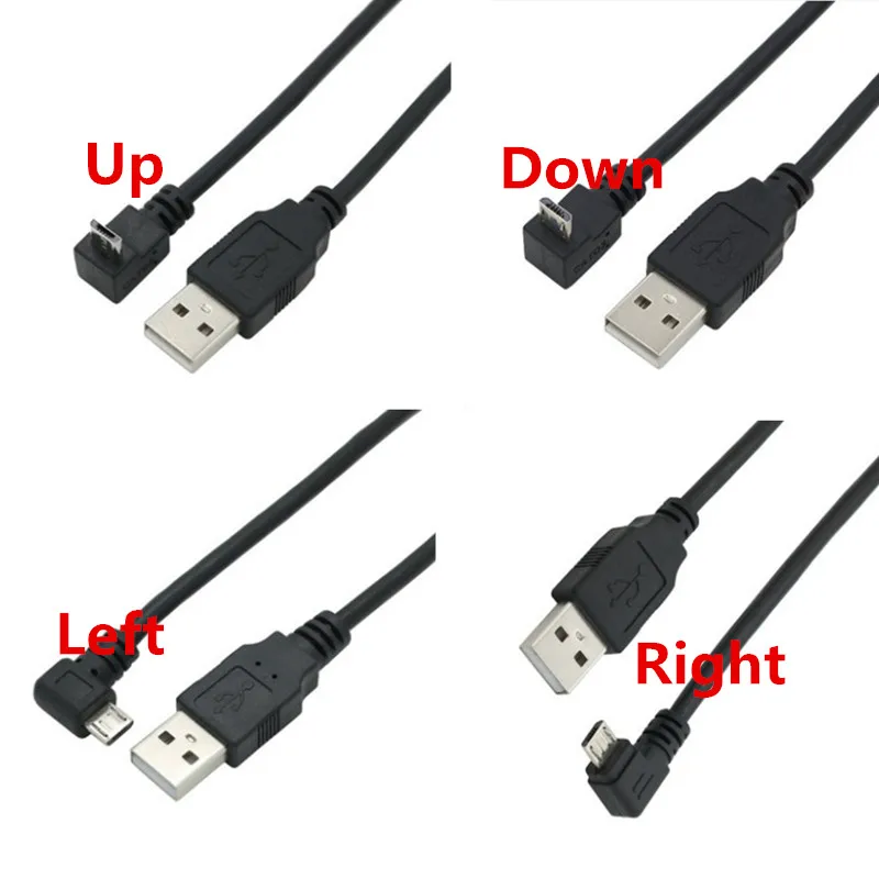 USB 2.0 Maschio a Micro USB Up & Imbottiture e Sinistra e Destra Ad Angolo di 90 Gradi Cavo per il Telefono Cellulare tablet MicroUSB Ad Angolo Cavo