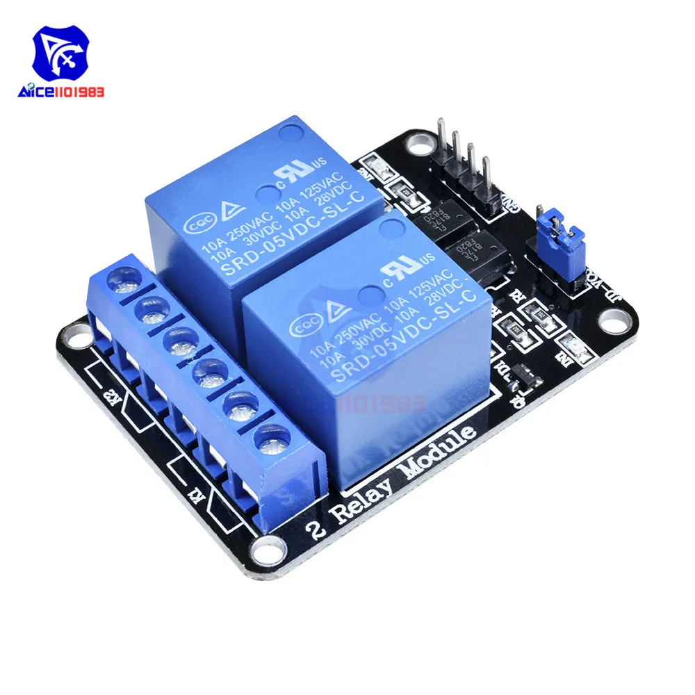 2 CH DC 5V Relay Module with Optocoupler Low Level Trigger for Arduino  R3 MEGA 2560 1280 DSP ARM PIC AVR STM32 Raspberry Pi