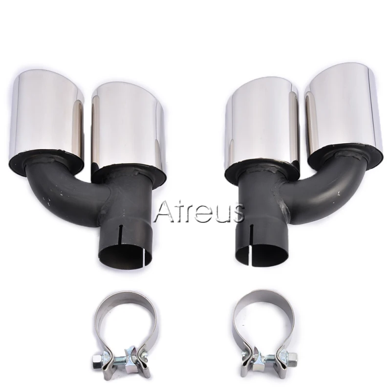 1Set Car Exhaust Tips Muffler Pipe With Rear Bumper Diffuser For Audi A6 C7 Accessories 4-door Sedan 2012 2013 2014 2015 2016